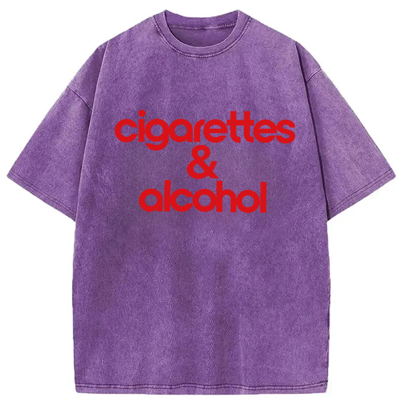 Modecanvas Cigarettes & Alcohol DTG Printing Washed T-Shirt