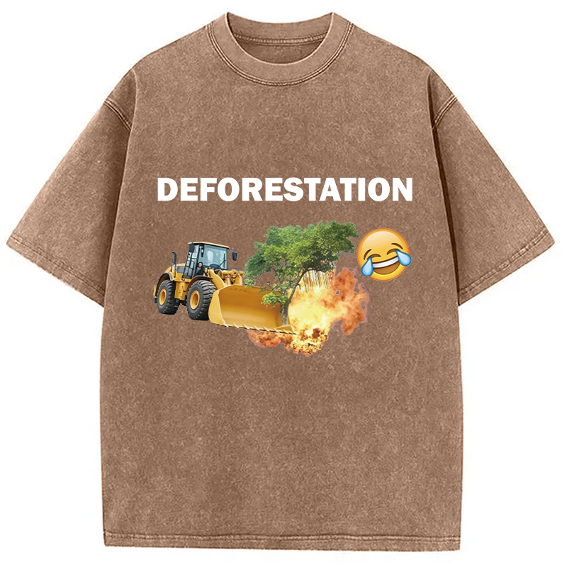 Modecanvas Deforestation DTG Printing Washed T-Shirt