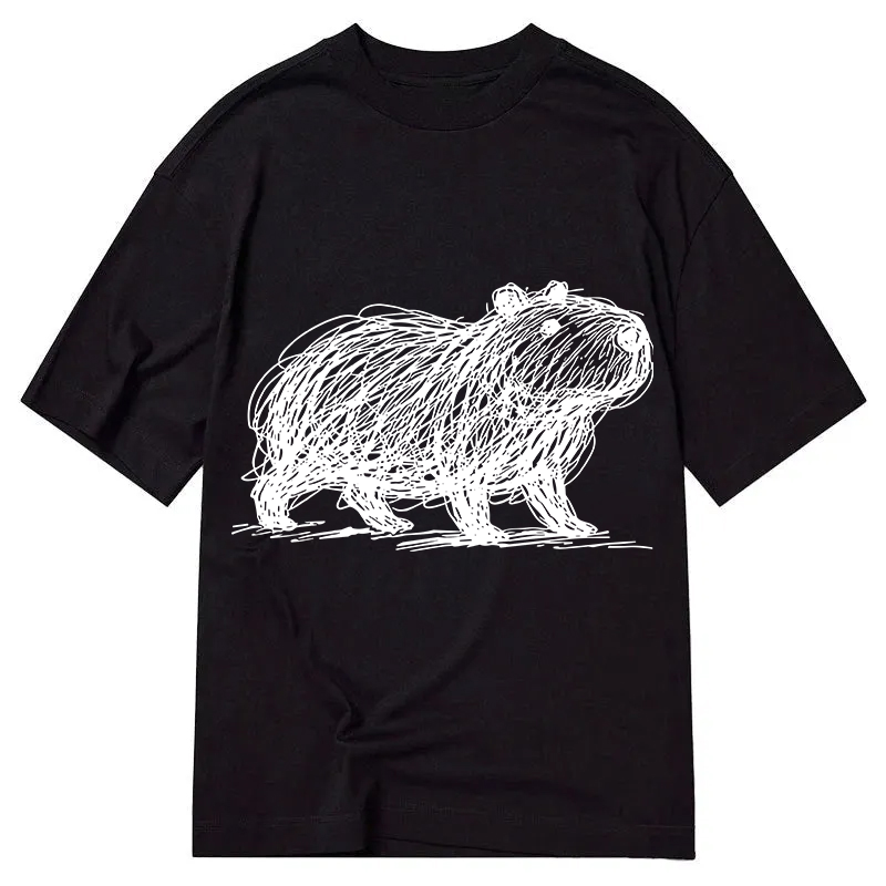 Modecanvas Minimalist Capybara DTG Printing Classic T-Shirt-modecanvas