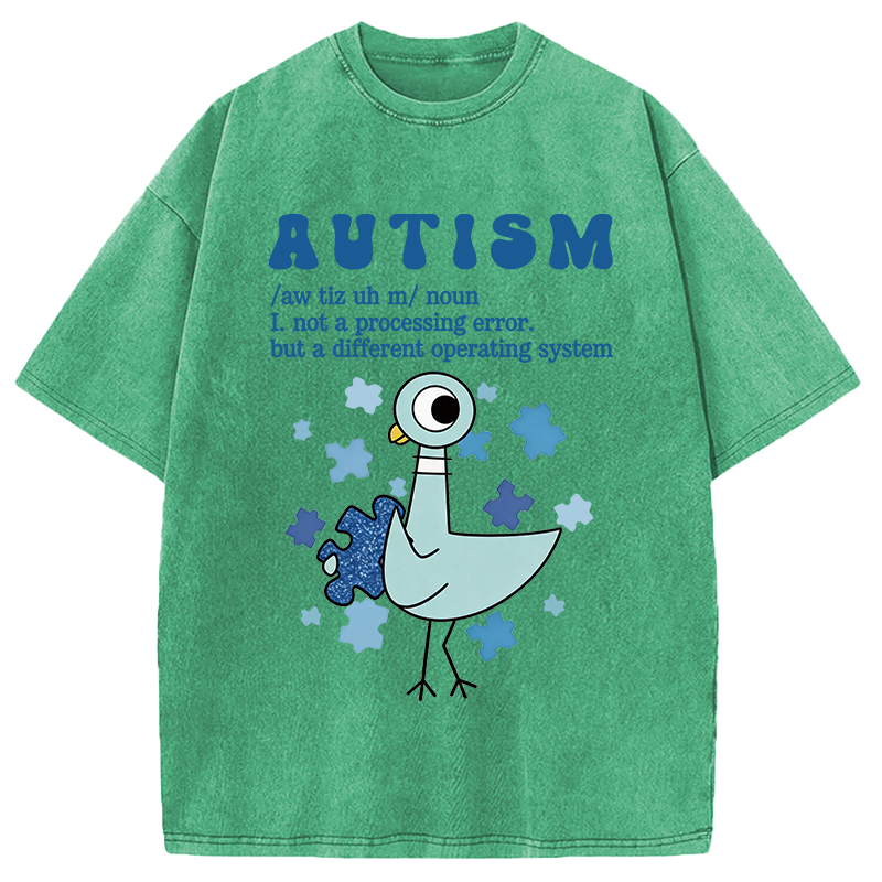 Modecanvas Autism Pigeon DTG Printing Washed T-Shirt
