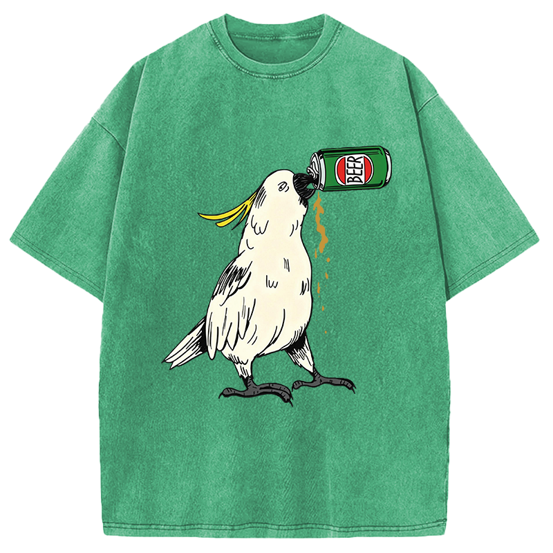 Modecanvas Cockatoo Beer DTG Printing Washed T-Shirt