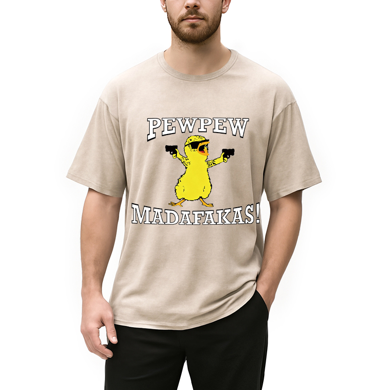 Modecanvas PEW PEW Duck DTG Printing Washed T-Shirt