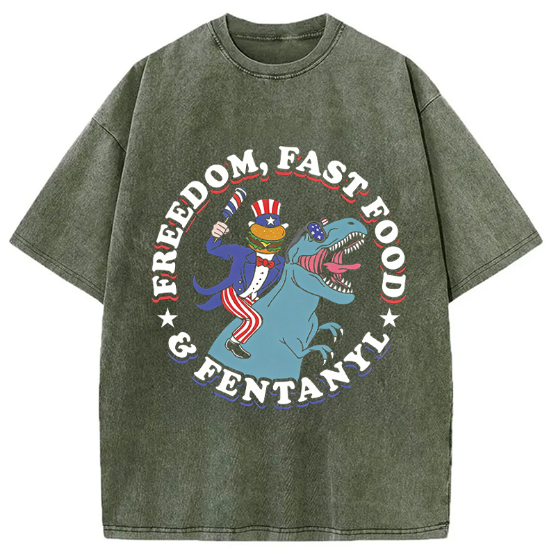 Modecanvas Freedom Fast Food DTG Printing Washed T-Shirt