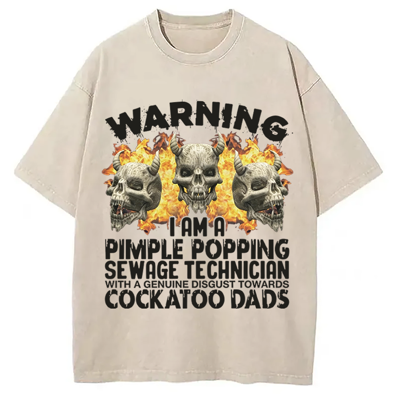 Modecanvas Pimple Popping Sewage Technician DTG Printing Washed T-Shirt