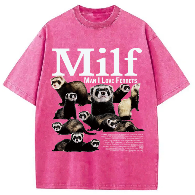 Modecanvas Man I Love Ferrets DTG Printing Washed T-Shirt