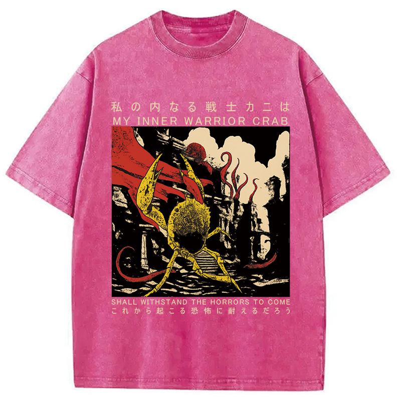 Modecanvas My Inner Warrior Crab Funny Vintage Washed T-Shirt