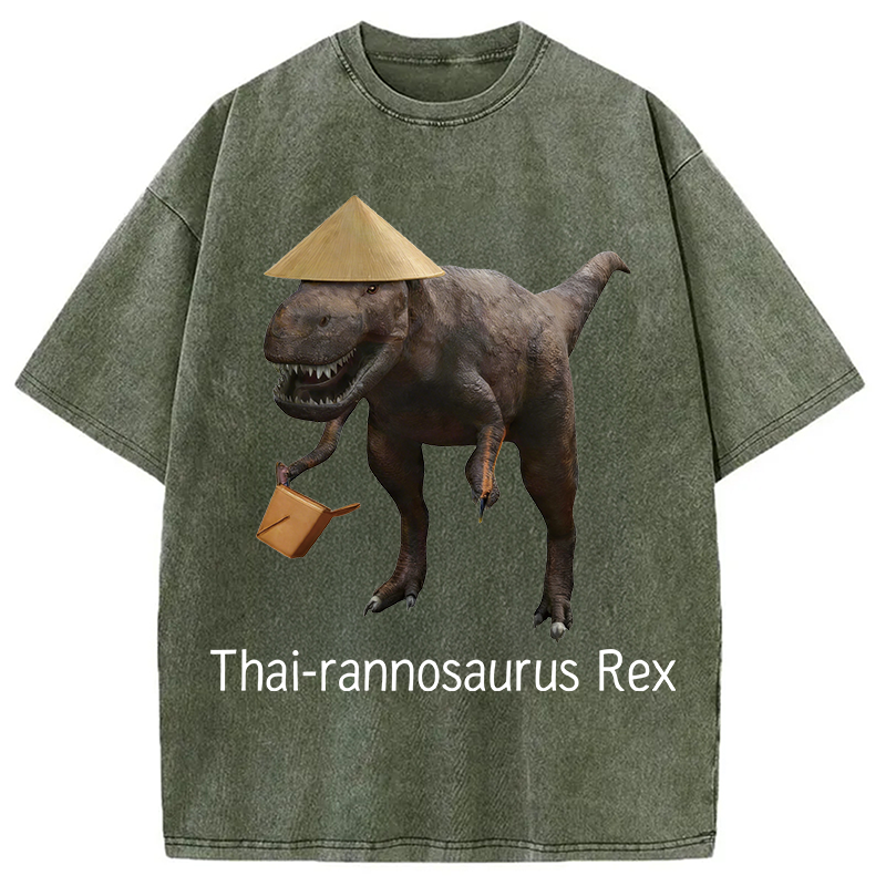 Modecanvas Thai-rannosaurus Rex DTG Printing Washed T-Shirt