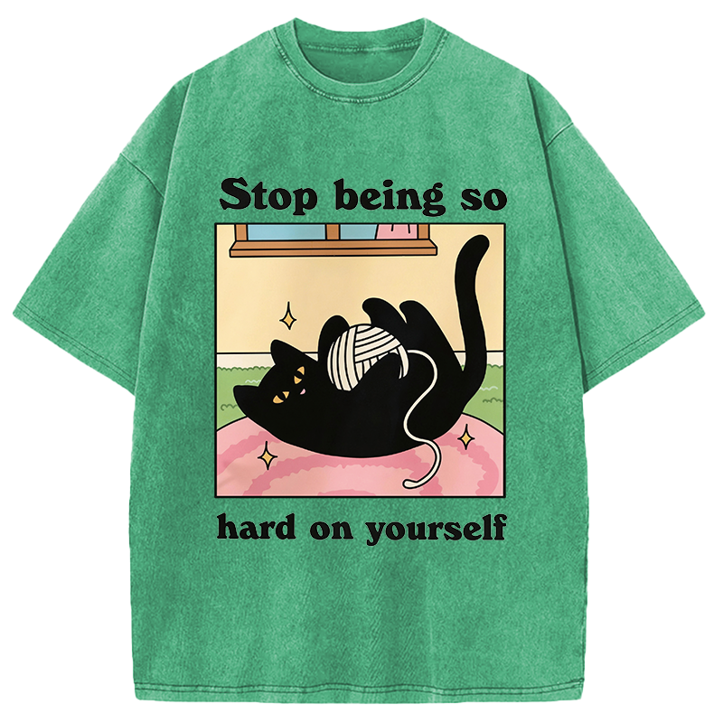 Modecanvas Hard On Yourself DTG Printing Washed T-Shirt