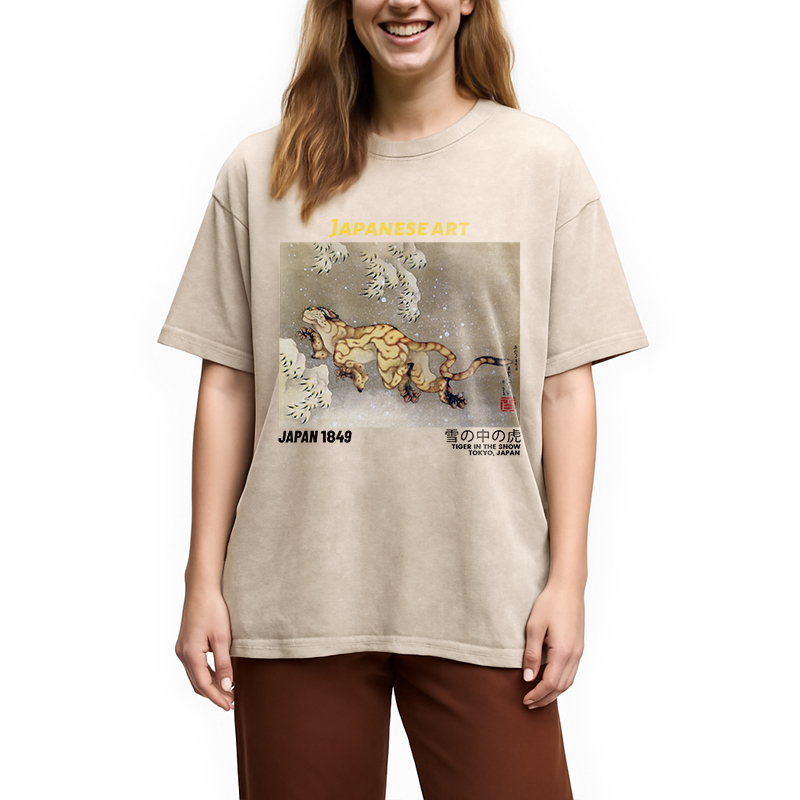 Modecanvas Tiger in the Snow Washed T-Shirt