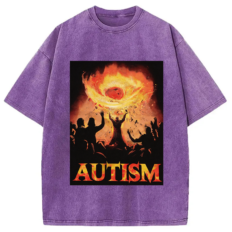Modecanvas Autistic Funny Edgy Meme DTG Printing Washed T-Shirt