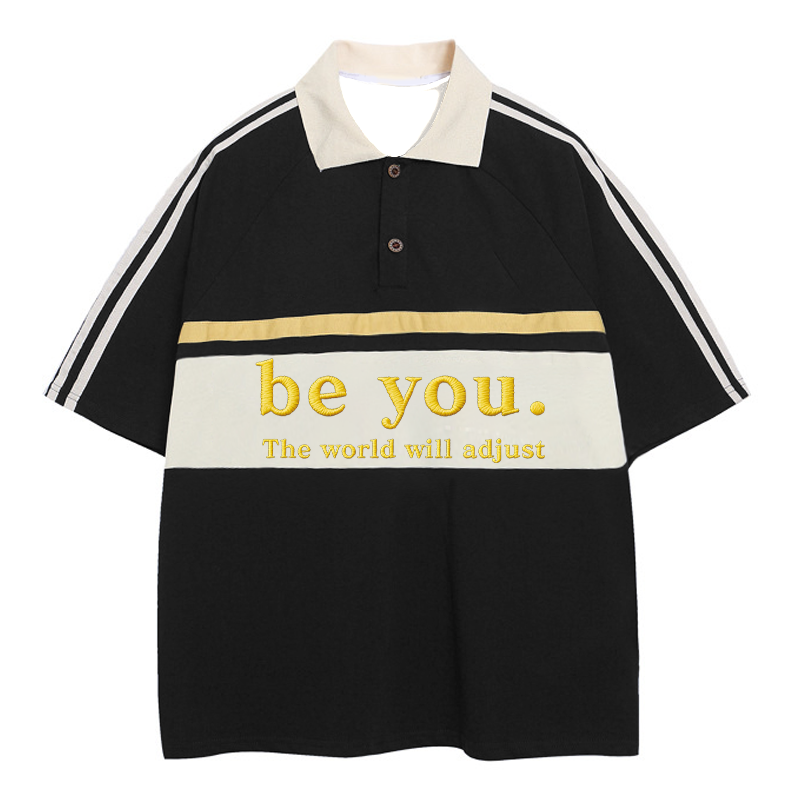 Modecanvas Be You The World Will Adjust Polo Embroidered T-Shirt
