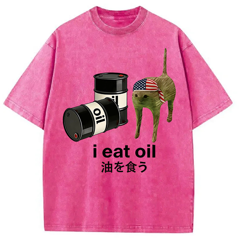 Modecanvas I Eat Oil DTG Printing Washed T-Shirt