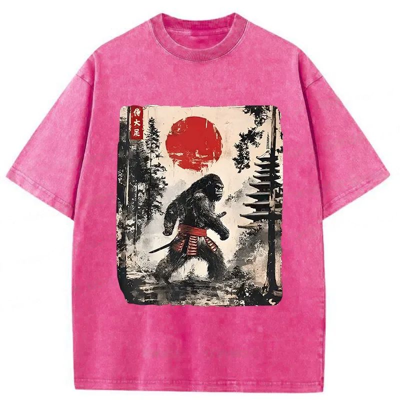 Modecanvas Japanese Samurai Bigfoot Washed T-Shirt