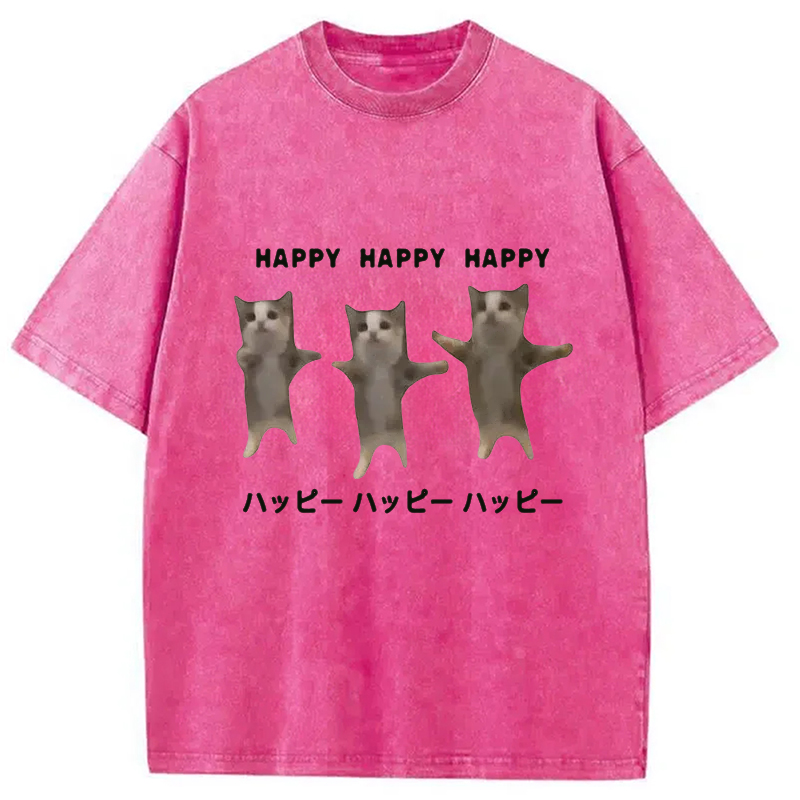 Modecanvas Dancing Cats Washed T-Shirt