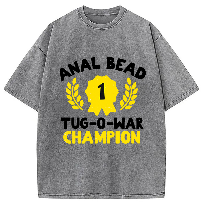 Modecanvas Bead Tug O War Champion Funny Washed T-Shirt-modecanvas