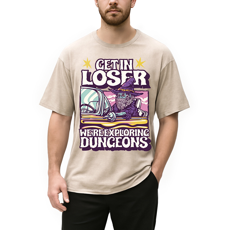 Modecanvas Get In Loser DTG Printing Washed T-Shirt