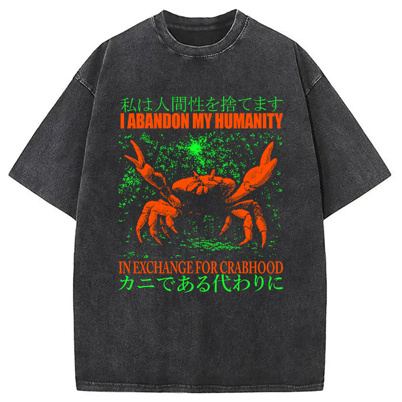 Modecanvas Vintage Japanese Crab Jokes Washed T-Shirt-modecanvas