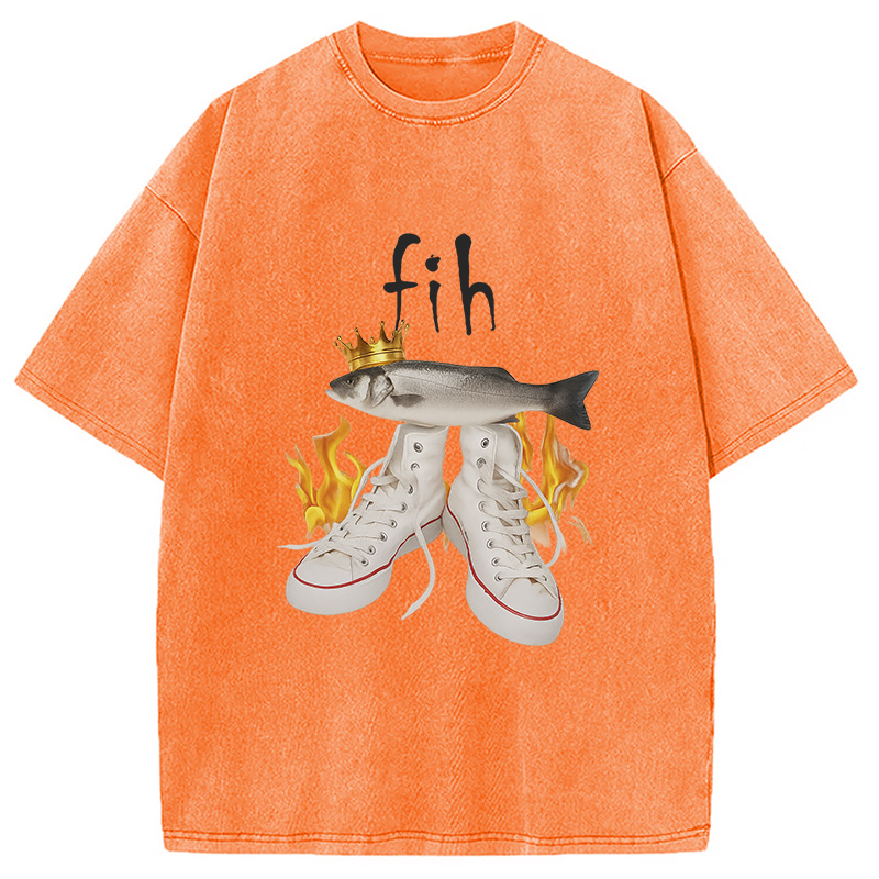 Modecanvas Fih Funny Meme Washed T-Shirt