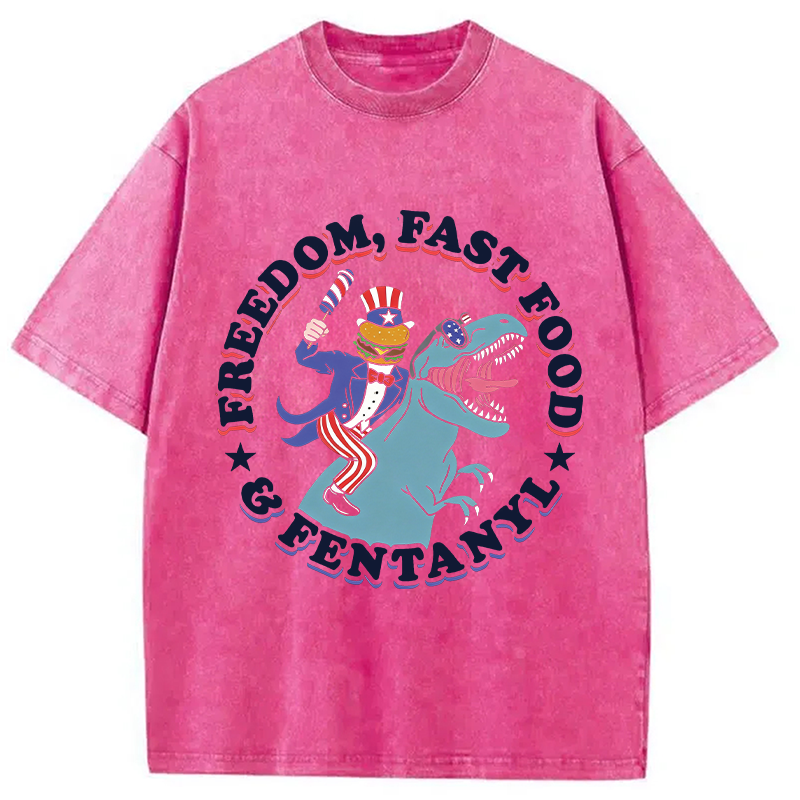 Modecanvas Freedom Fast Food DTG Printing Washed T-Shirt
