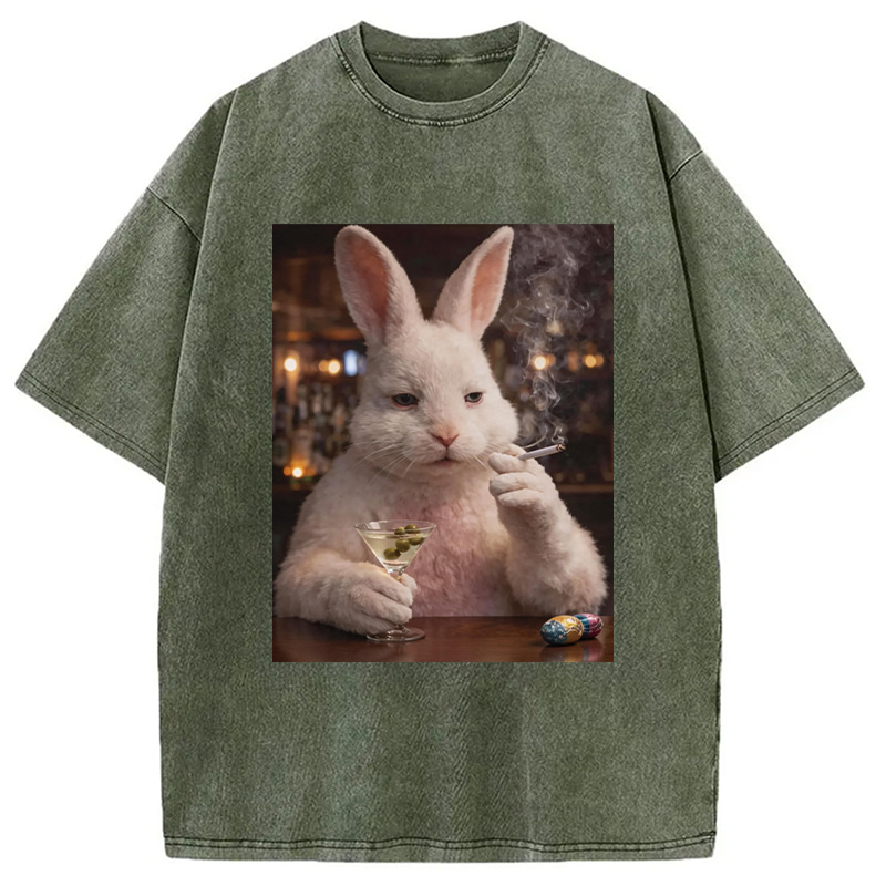 Modecanvas Unhinged Easter Bunny DTG Printing Washed T-Shirt