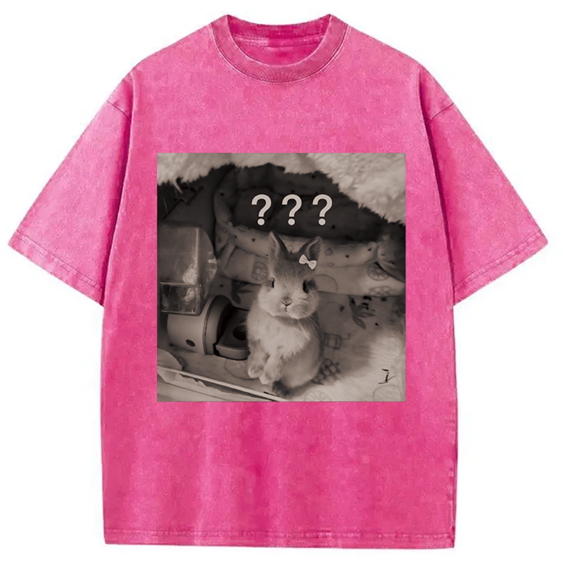 Modecanvas Cute Rabbit Valentine DTG Printing Washed T-Shirt