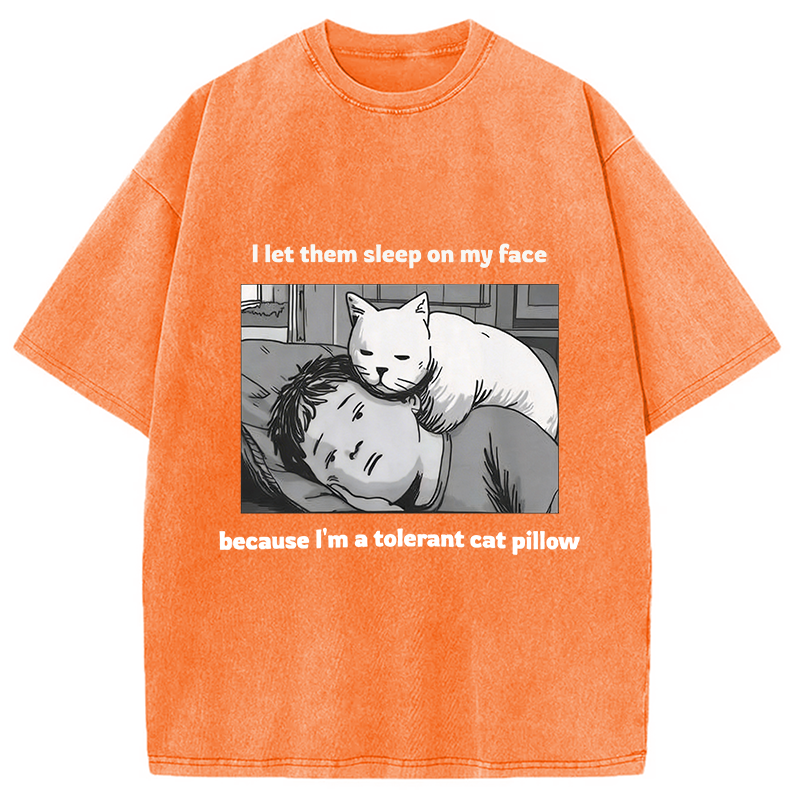Modecanvas Funny Cat Servant DTG Printing Washed T-Shirt