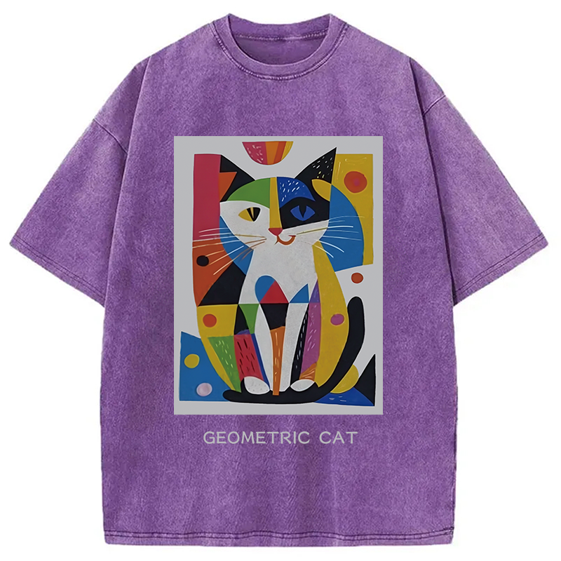 Modecanvas Vintage Picatso Cat Graffiti Washed T-Shirt