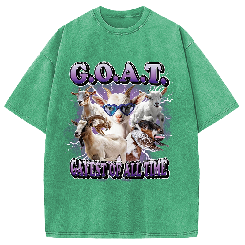 Modecanvas GOAT Gayest Of All Time DTG Printing Washed T-Shirt