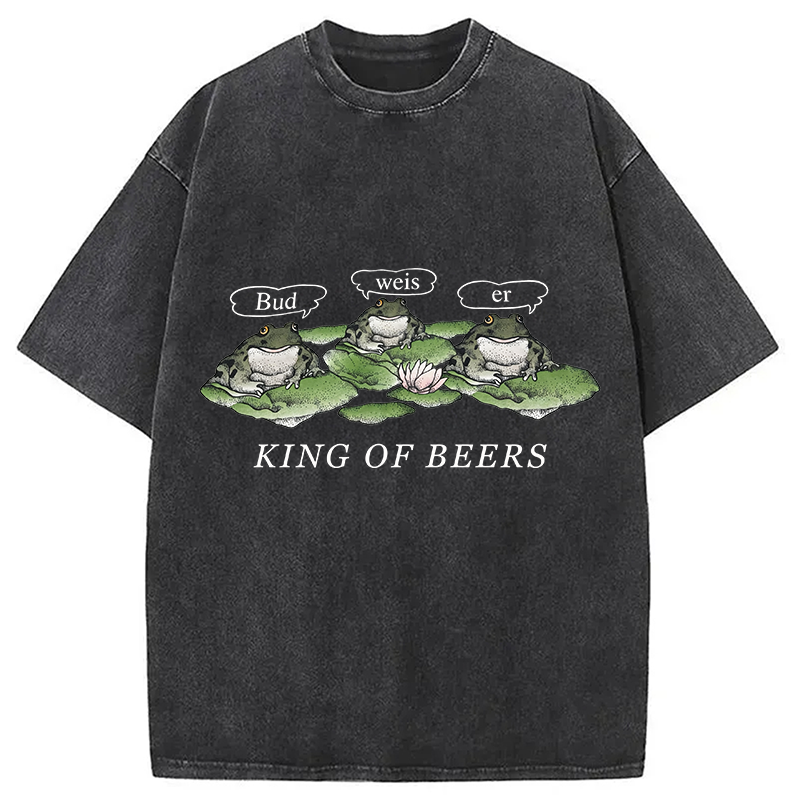 Modecanvas King Of Beers DTG Printing Washed T-Shirt