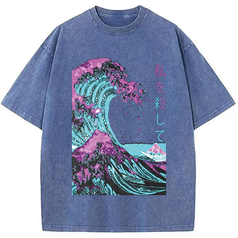 Modecanvas Ocean Kanagawa DTG Printing Washed T-Shirt
