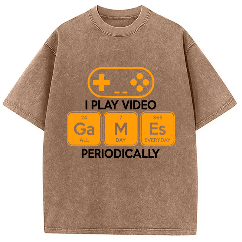 Modecanvas Play Video Games Periodically Funny Science Humor DTG Printing Washed T-Shirt