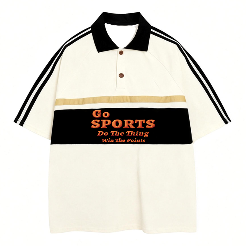 Modecanvas Go Sports Do Thing Win The Points Polo Embroidered T-Shirt