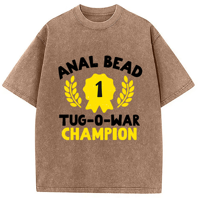 Modecanvas Bead Tug O War Champion Funny Washed T-Shirt-modecanvas
