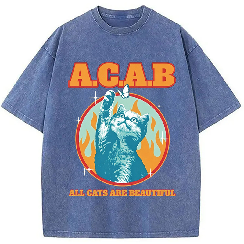 Modecanvas All Cats Are Beautiful DTG Printing Washed T-Shirt
