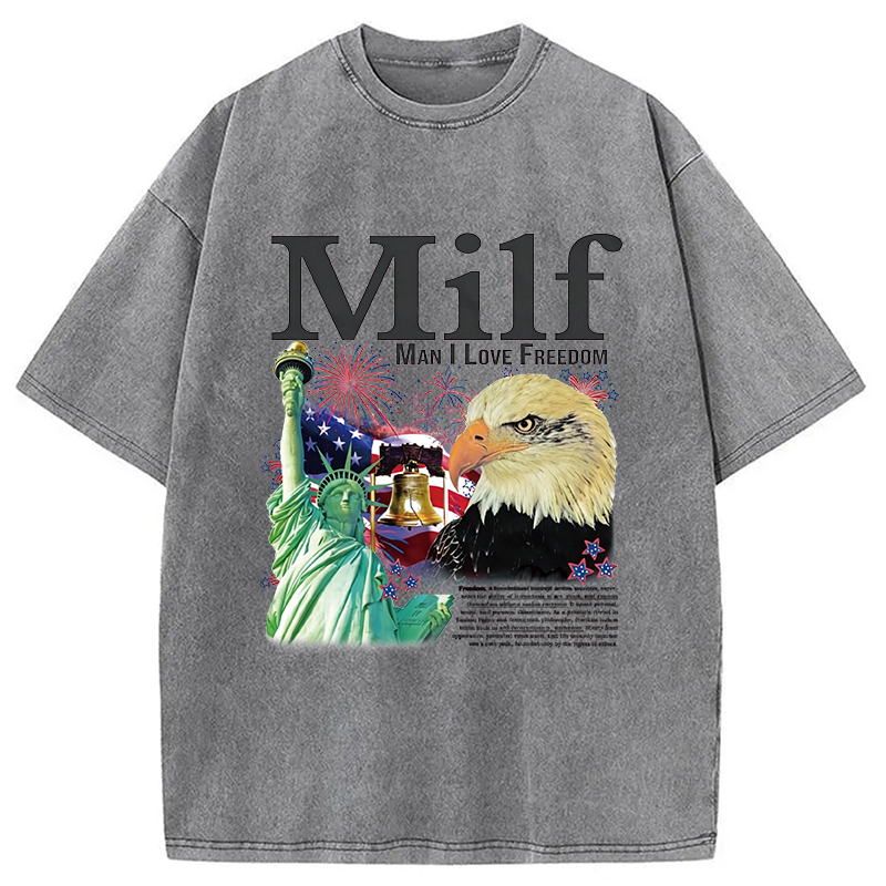 Modecanvas Man I Love Freedom DTG Printing Washed T-Shirt