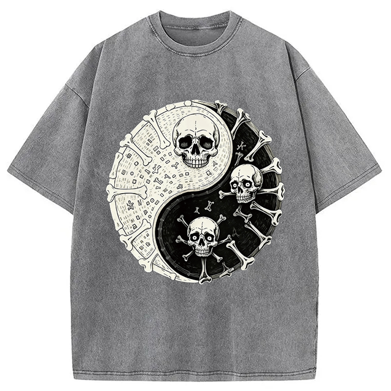Modecanvas Duality Of The Grave DTG Printing Washed T-Shirt