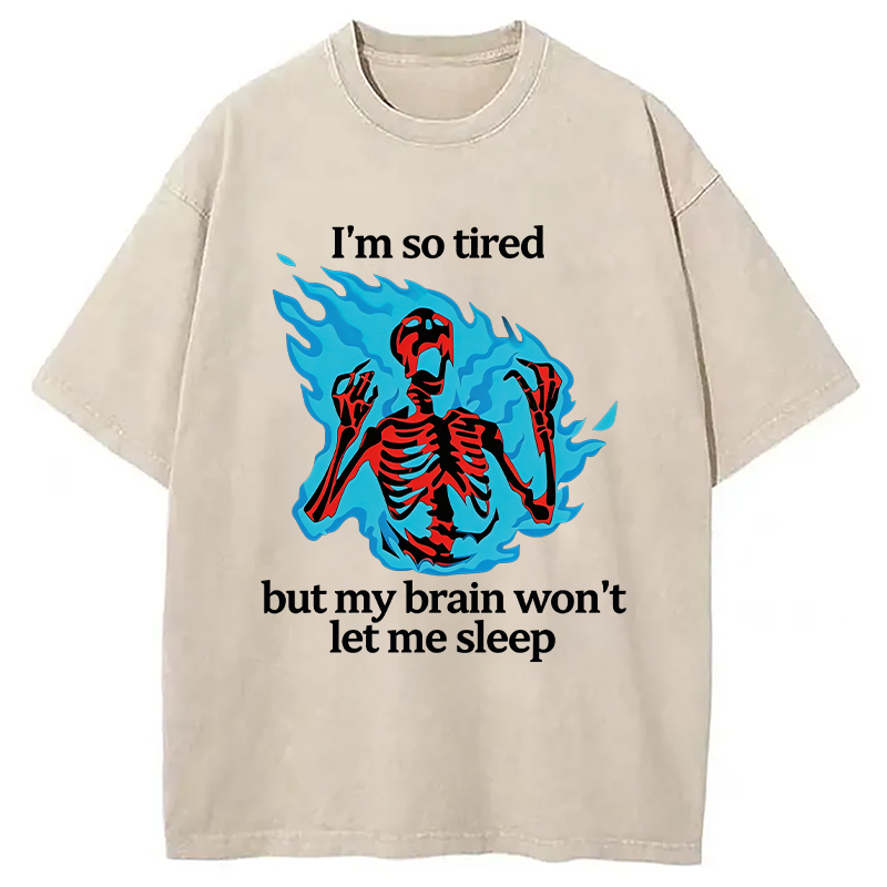 Modecanvas Tired Skeleton On Fire DTG Printing Washed T-Shirt