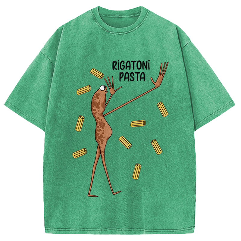 Modecanvas Rigatoni Pasta Meme DTG Printing Washed T-Shirt