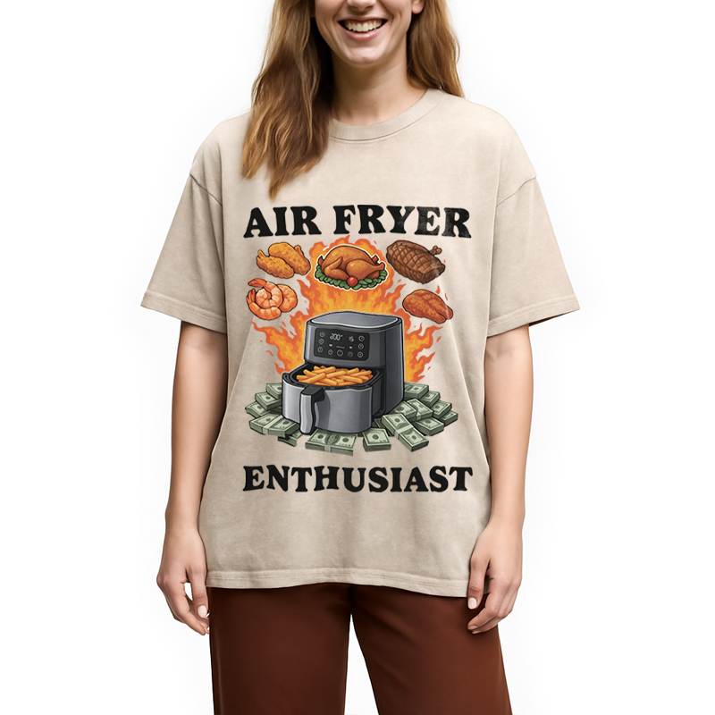 Modecanvas Air Fryer Enthusiast DTG Printing Washed T-Shirt