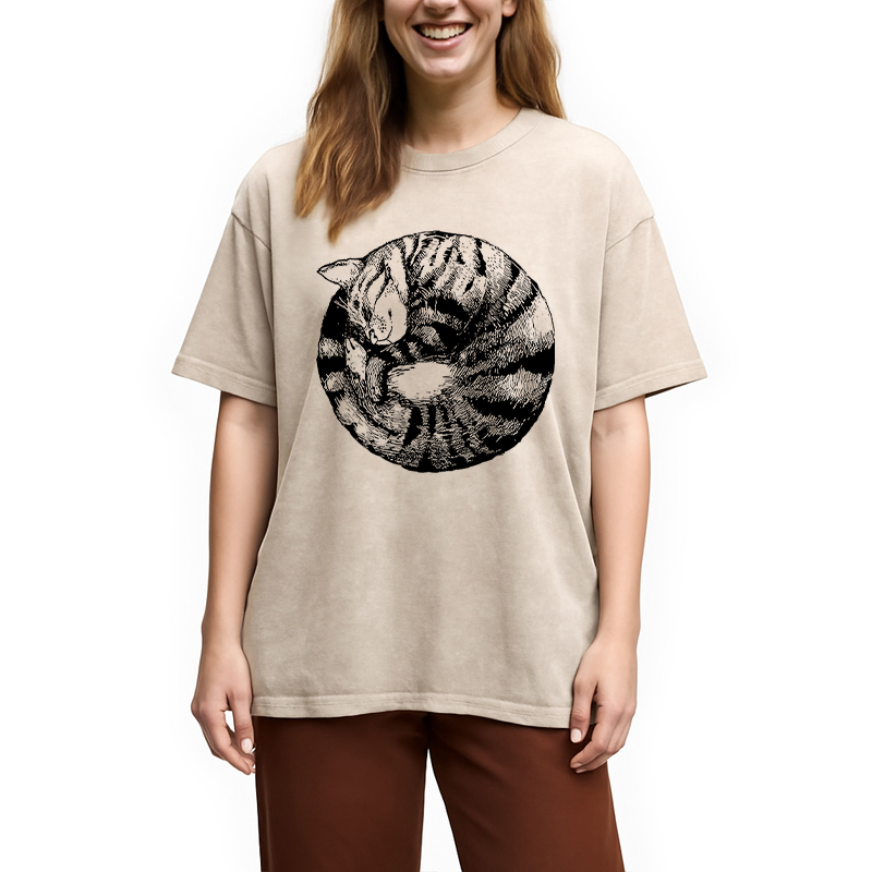 Modecanvas A Plate Of Cat Washed T-Shirt