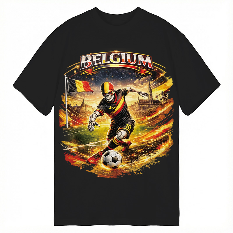 Modecanvas Belgium Soccer Skull DTG Printing Classic T-Shirt-modecanvas