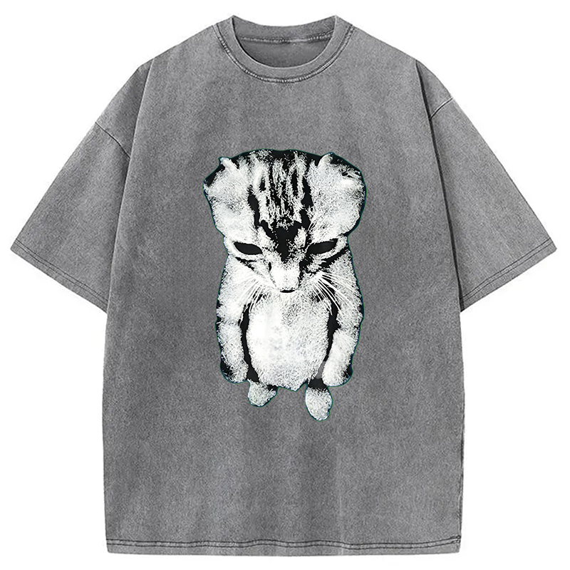 Modecanvas El Gato Munchkin Kitten DTG Printing Washed T-Shirt