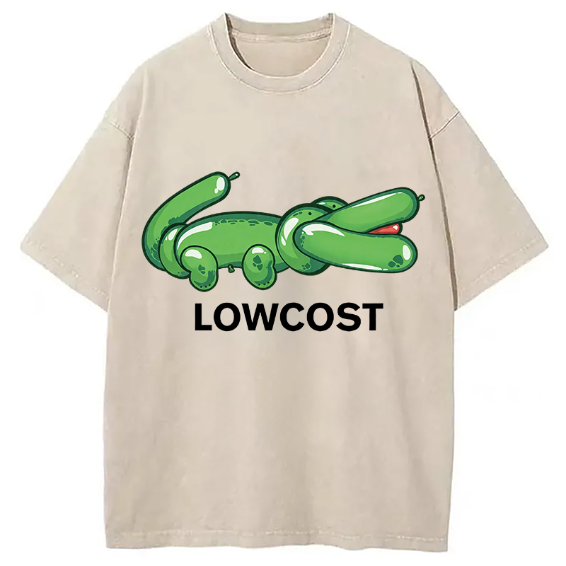 Modecanvas LOWCOST Funny Crocodile DTG Printing Washed T-Shirt