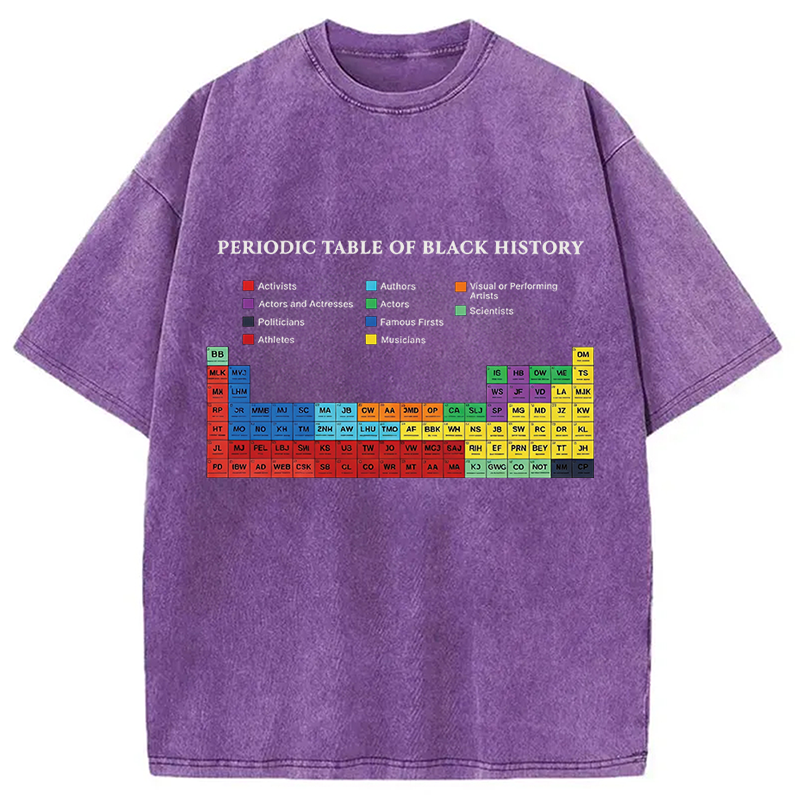 Modecanvas Periodic Table Of Black History DTG Printing Washed T-Shirt