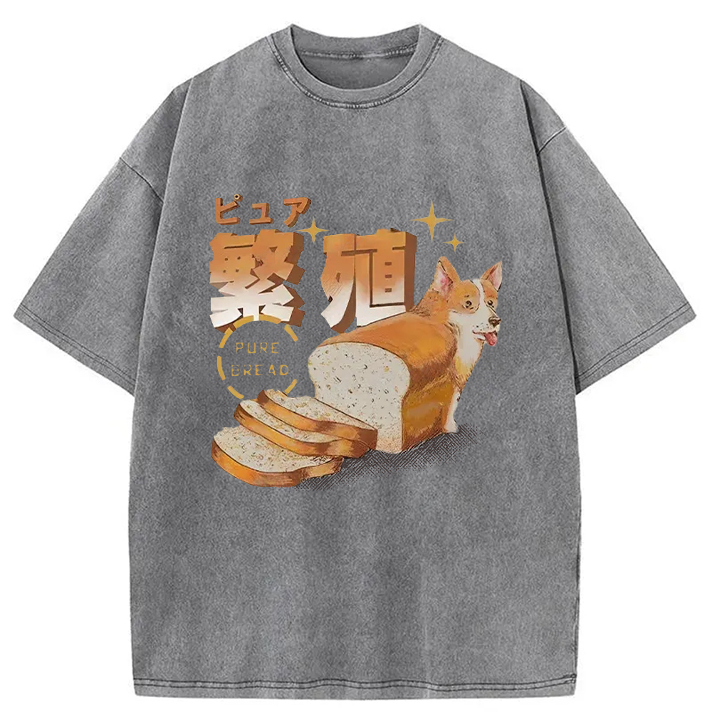 Modecanvas Pure Bread Dog Funny Washed T-Shirt
