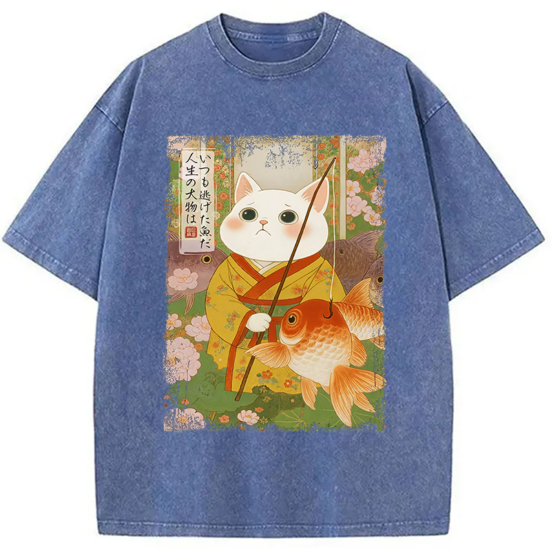 Modecanvas The Tale of Cat and Fish Washed T-Shirt