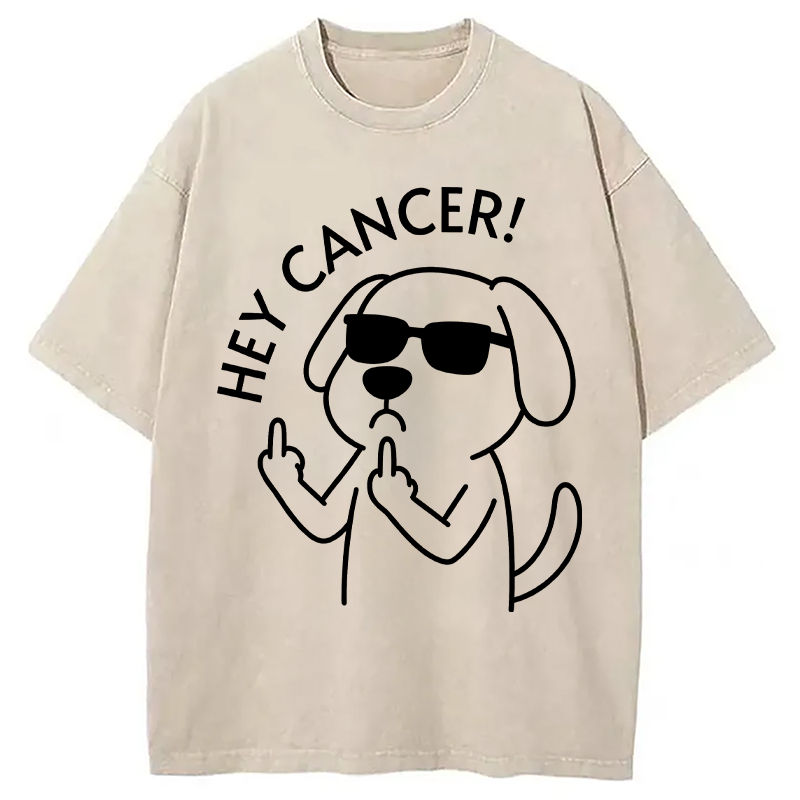 Modecanvas Hey Dog Cancer DTG Printing Washed T-Shirt