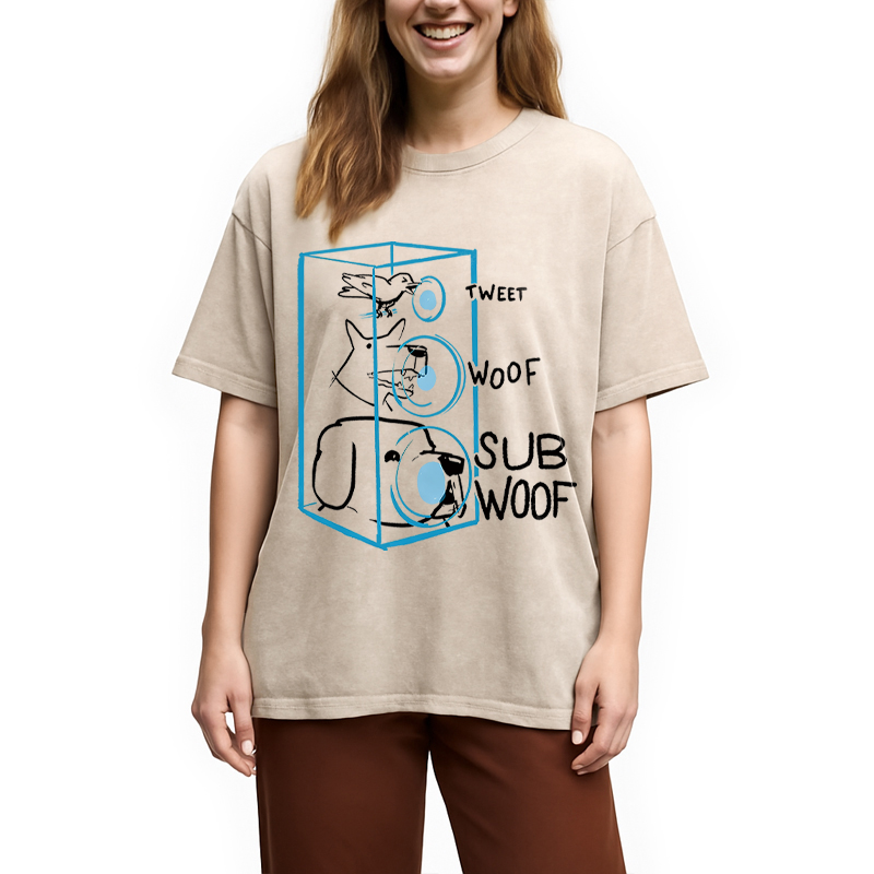 Modecanvas Subwoof Funny DTG Printing Washed T-Shirt