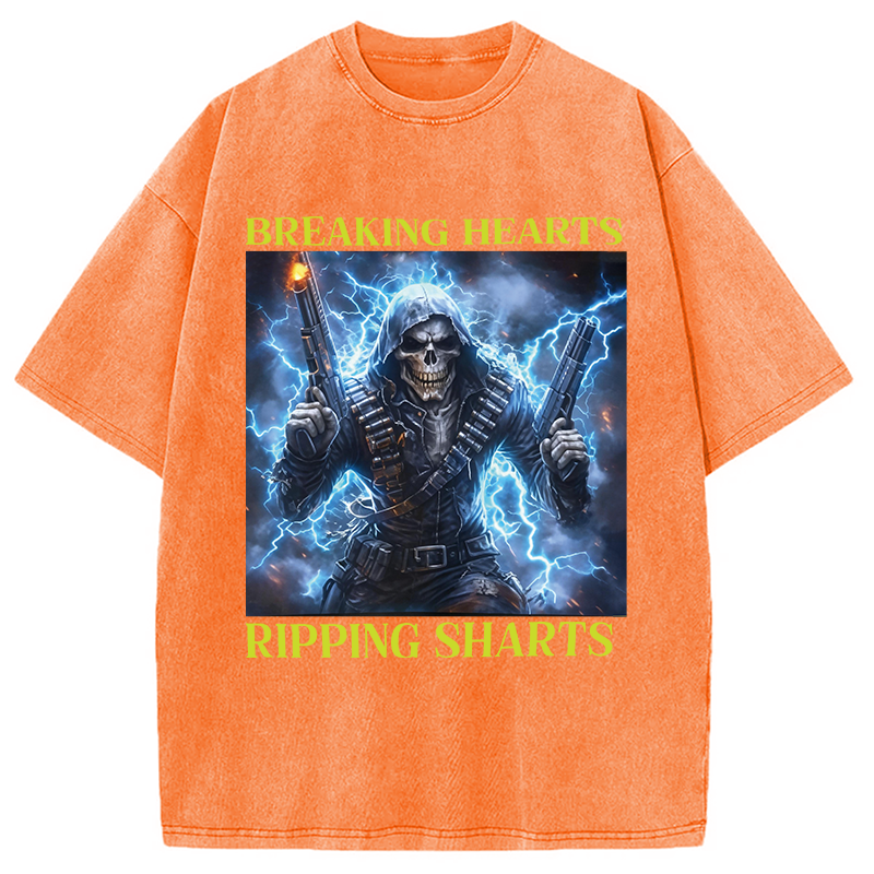 Modecanvas Breaking Hearts Ripping DTG Printing Washed T-Shirt