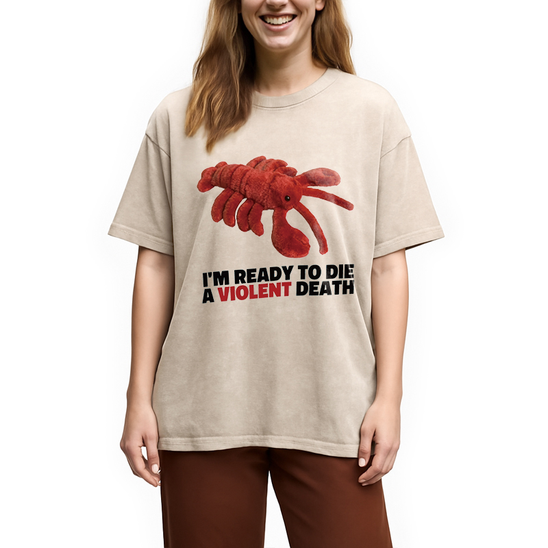 Modecanvas Bye Bye Lobster DTG Printing Washed T-Shirt